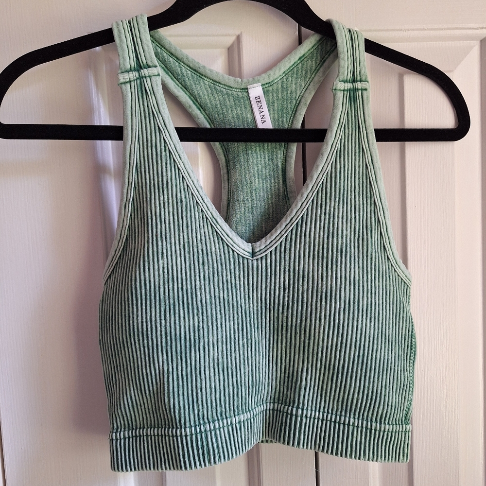 🚨  2/$25  Zenana Ribbed Racerback Bralette Top With Removable Pads NWOT